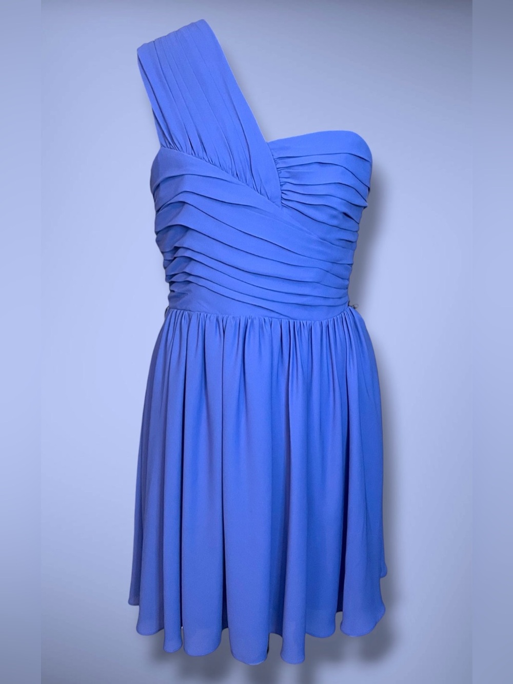 Express One-Shoulder Pleated Cobalt Blue Purple Cocktail Dress